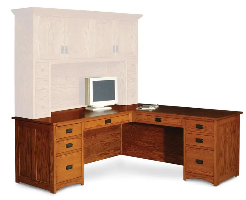 Prairie Mission L-Shaped Desk – Left Return, Flat-Panel Back