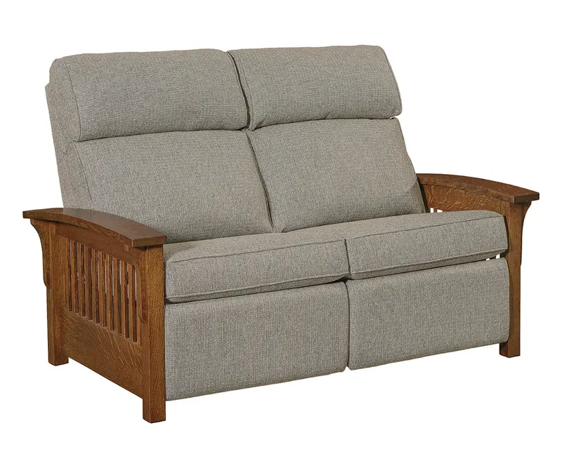 Prairie-Style Wood-Arm Loveseat Recliner 1