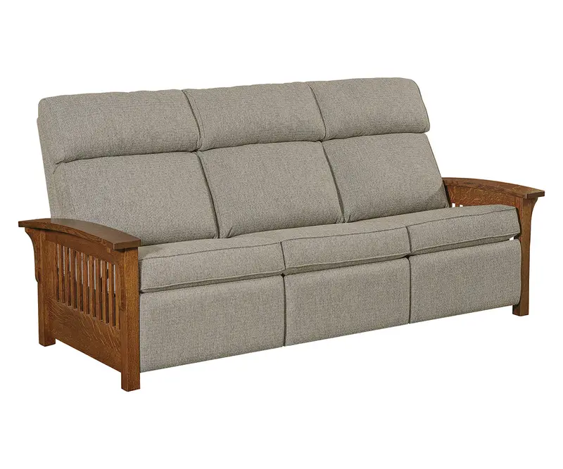Prairie-Style Wood-Arm Sofa Recliner 1