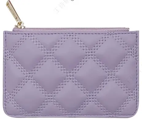 Purple Diamond-Quilted Coin Purse – Women’S Top-Zip Wallet With Textured Finish 1