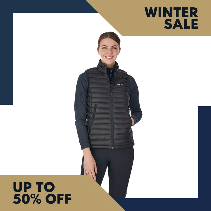 Rab Microlight Down Vest For Women – Black & Seaglass Teal 1