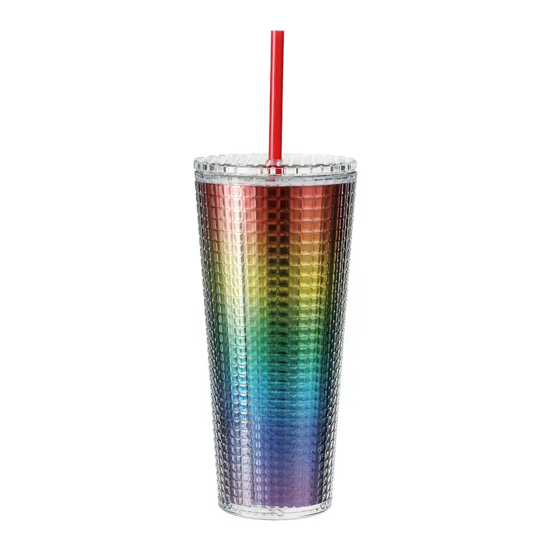Rainbow Double-Wall Water Bottle With Built-In Straw – 775Ml 1