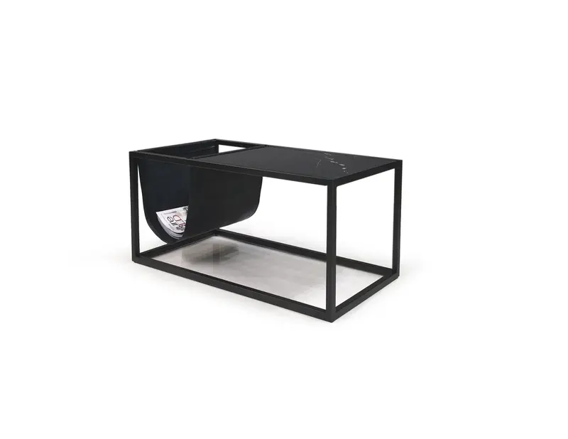 Reception Black Coffee Table With Magazine Rack 1