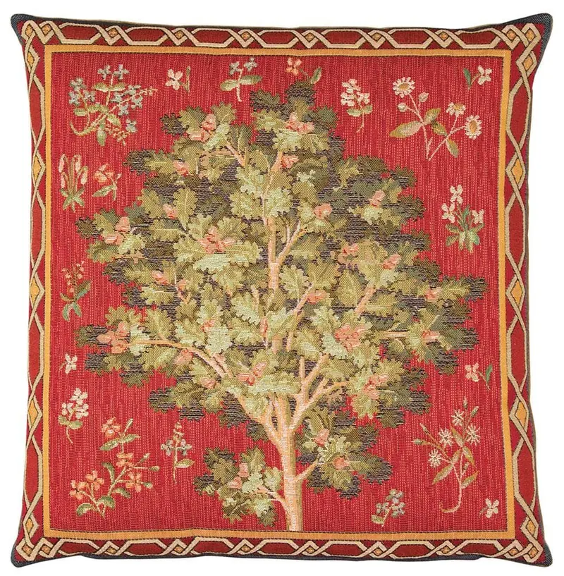 Red Oak Tree Tapestry Pillow – 18" Square 1