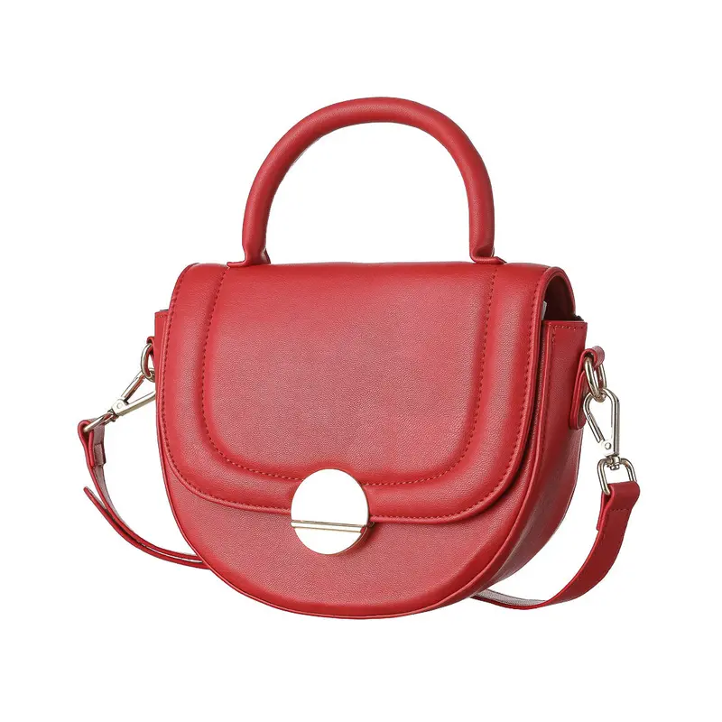 Red Retro Detachable Half-Moon Crossbody Handbag 1