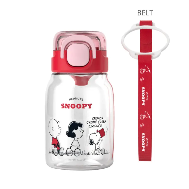 Red Snoopy Kids Tritan Water Bottle With Adjustable Shoulder Strap (600Ml) 1