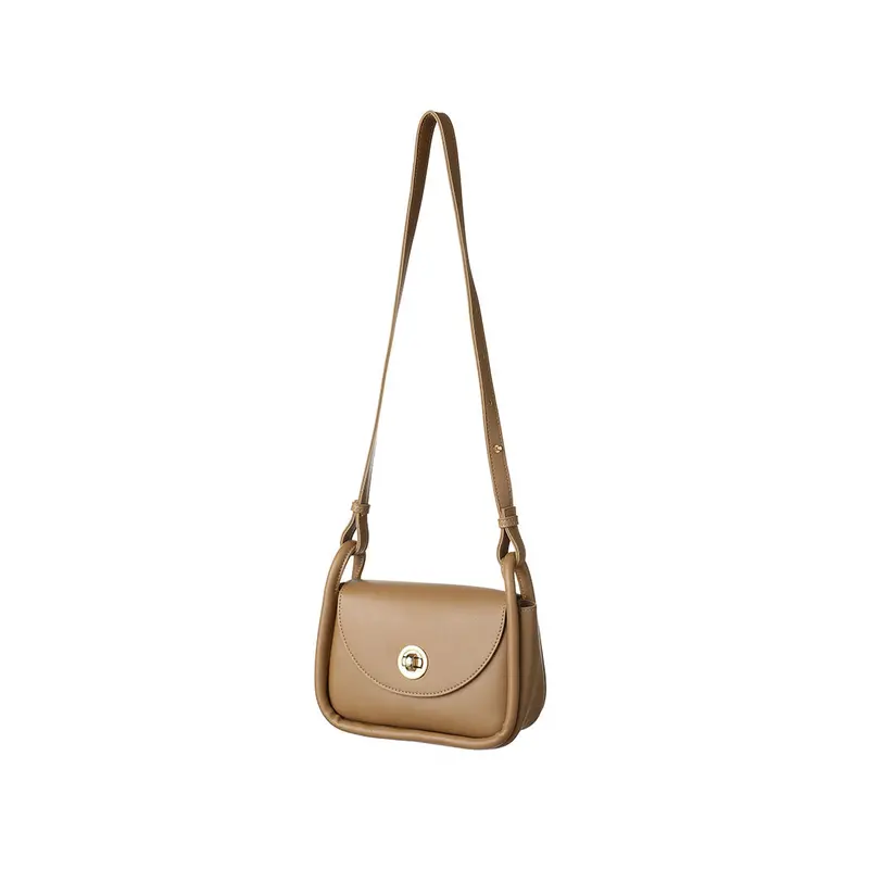 Retro Apricot Crossbody Bag With Locking Flap Closure 1