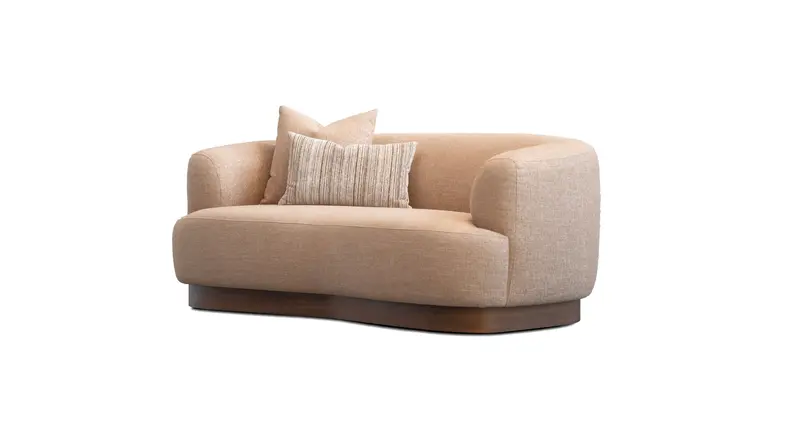 Retro Chenille Mushroom Ped Loveseat 1