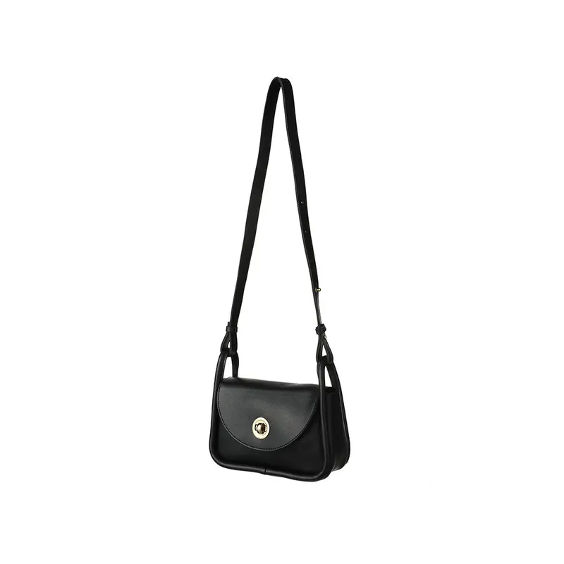 Retro Flap Crossbody Bag With Secure Lock Closure – Black 1