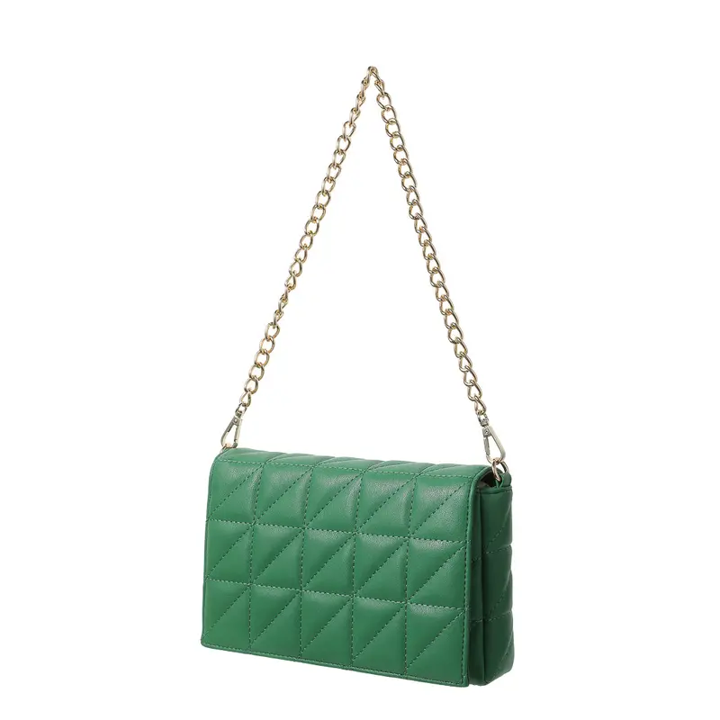 Retro Flap-Top Rectangle Shoulder Bag – Vibrant Green Design 1