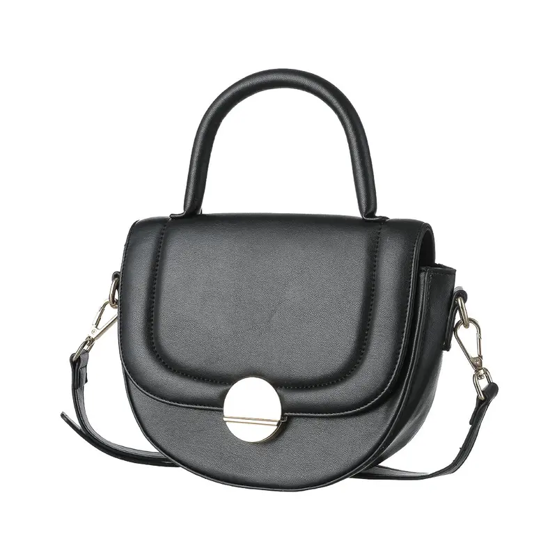 Retro Half-Moon Flap Crossbody Bag – Detachable Strap, Matte Black Finish 1