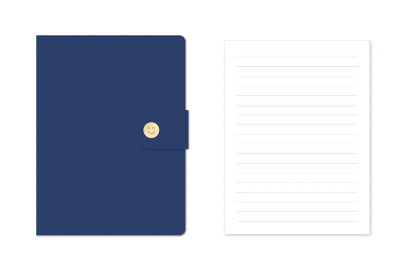 Retro-Inspired B6 Leather Snap Notebook – Midnight Blue (120 Pages) 1