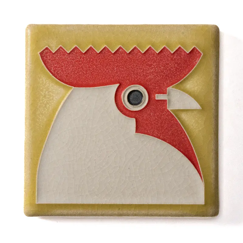 Rooster Ceramic Tile – 4" X 4" Handcrafted Farmhouse-Style Decorative Tile 1