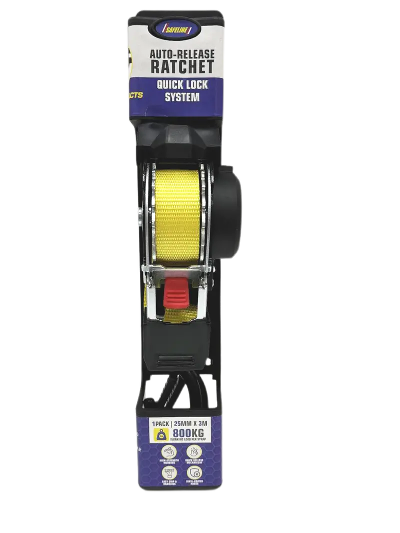 Safeline 25Mm X 3M Auto Ratchet Strap – 800Kg Break Strength, Quick-Tension Design 1