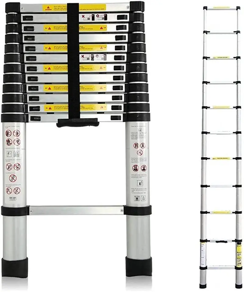 Safeline 3.8 M Telescoping Aluminum Ladder With Carry Bag 1