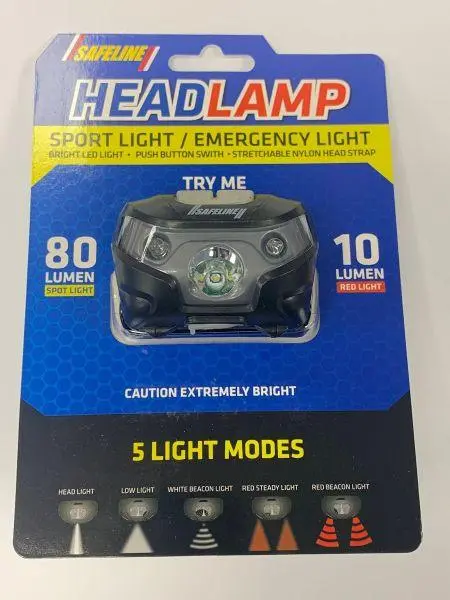 Safeline Rechargeable Head Torch – Usb-C, 5 Light Modes, 80 Lumen Output 1