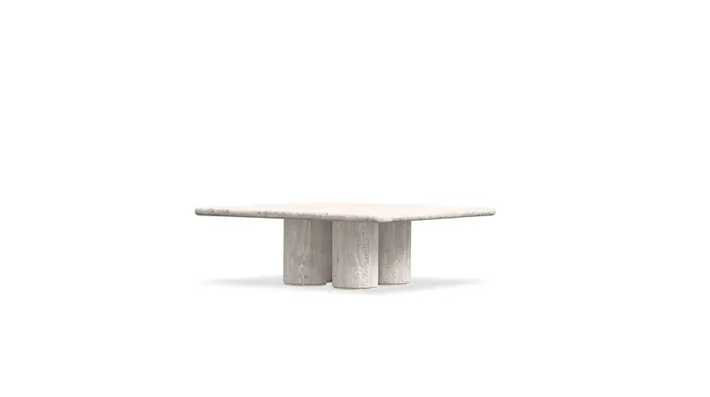 Shelter Coffee Table In White – Geometric Layered Design For Small Spaces 1