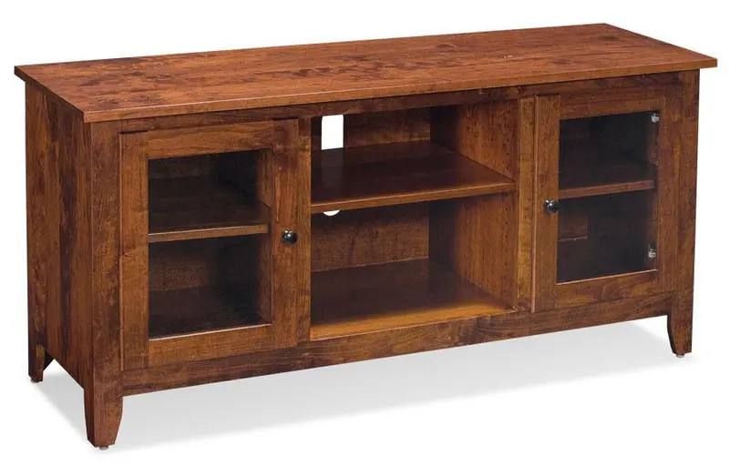 Shenandoah Glass-Door Tv Console With Open Center