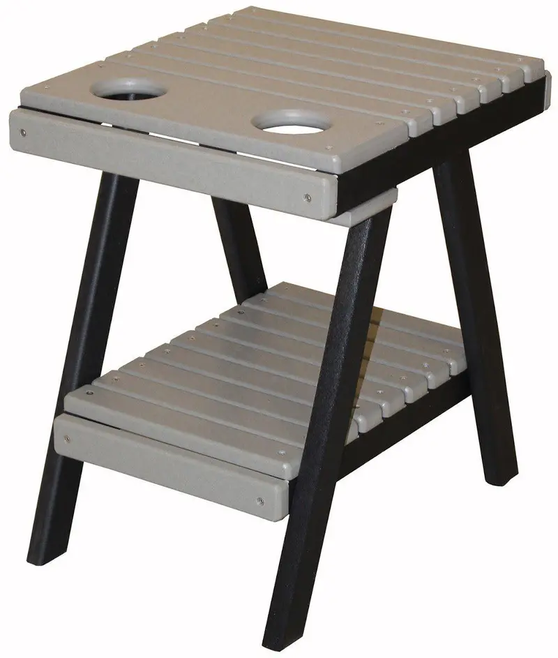 Slatted Outdoor Side Table With Integrated Cup Holders 1