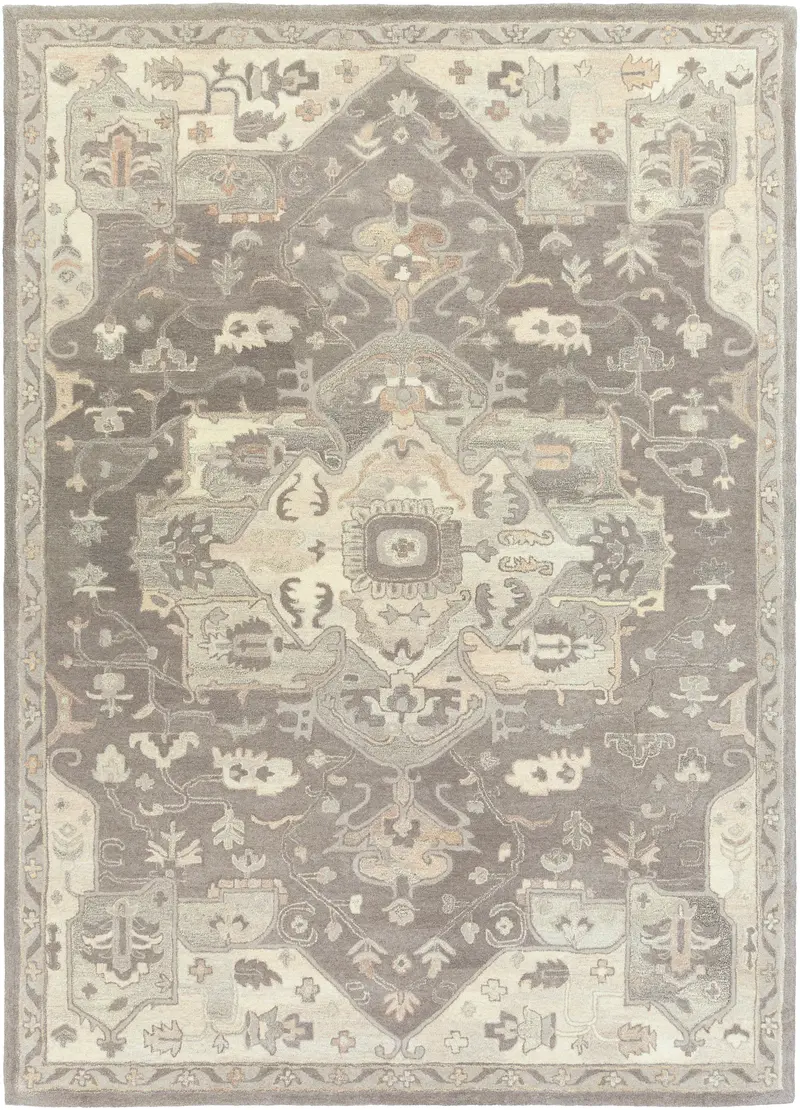 Smoke Gray Roman-Theme Hand-Tufted Rug 18