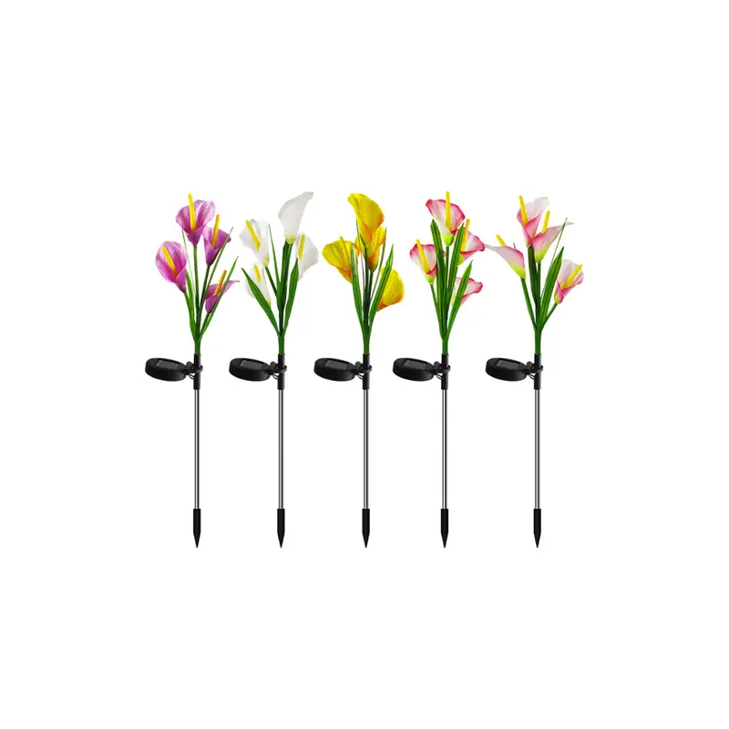 Solar-Powered 4-Head Lily Garden Light – Assorted Colors 1