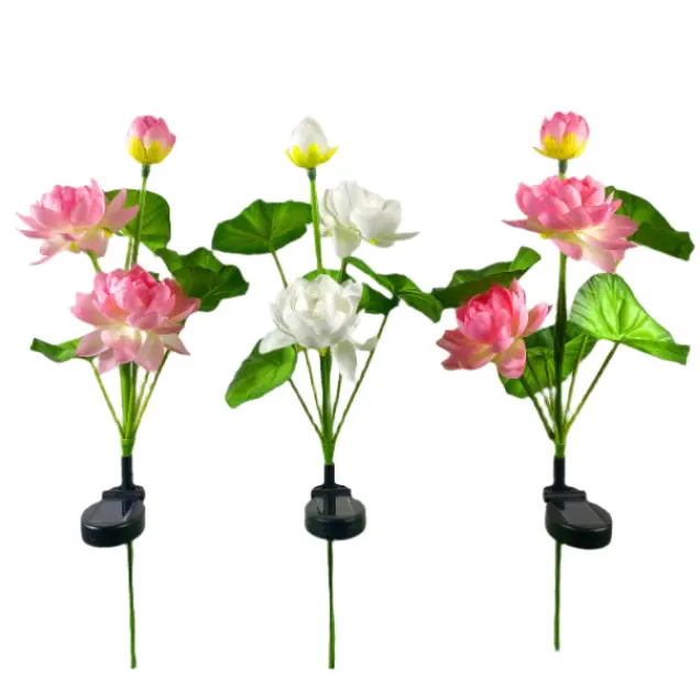 Solar-Powered 7-Head White Rose Garden Light – Assorted Colors 1