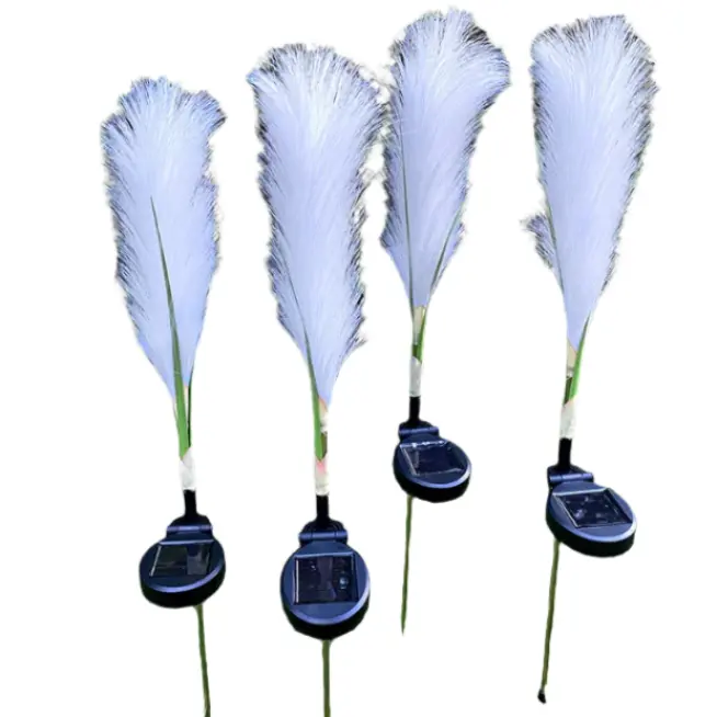 Solar-Powered Hairy Reed Outdoor Lamp – Assorted Colors 1
