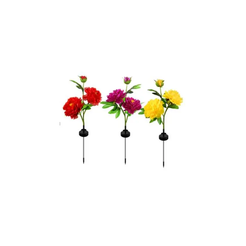 Solar-Powered Single-Head Peony Landscape Light – Assorted Colors 1