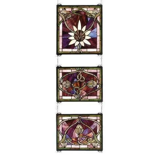 Solstice Collection Triple-Panel Stained Glass Window 1