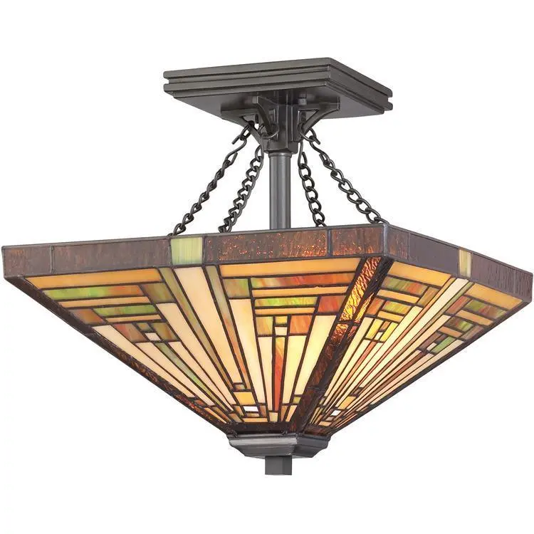 Stephen Vintage Bronze Semi-Flush Ceiling Light 1
