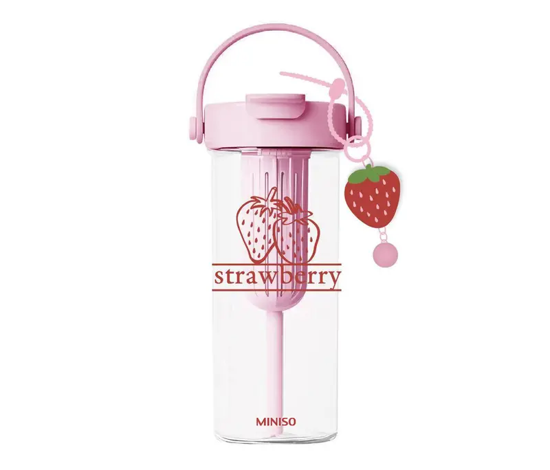 Strawberry-Themed Dual-Compartment Insulated Drink Bottle With Carry Strap – 750Ml 1