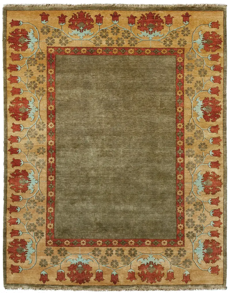 Streatham Border Traditional Hand-Knotted Rug 1
