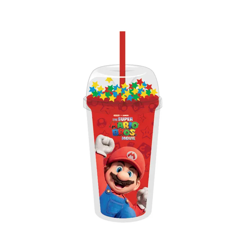 Super Mario Bros Themed Plastic Tumbler With Straw (480 Ml) 1