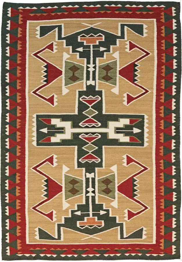 Teec Nos Pos Traditional Rug – Navajo-Inspired Hand-Knotted Wool Pattern 1
