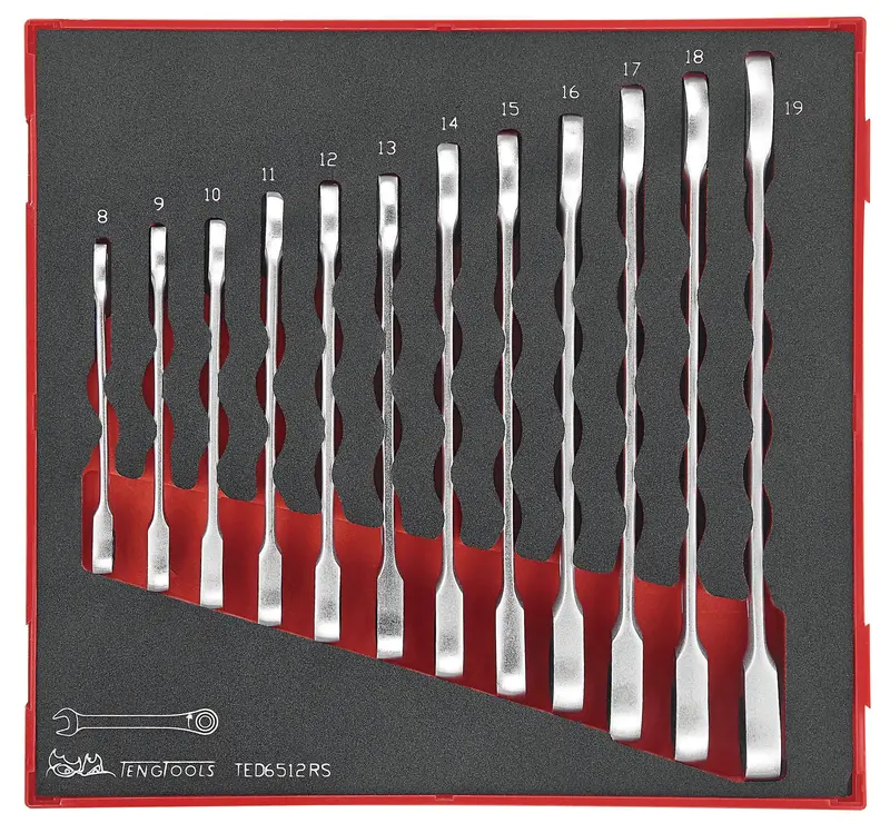 Tengtools Ted6512Rs — 12-Piece Ratcheting Combination Wrench Set With Eva Case 1