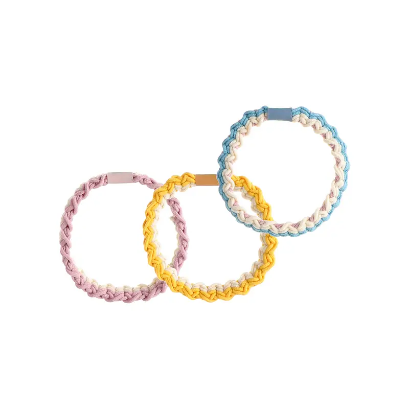 Trendy Braided Hair Ties – 3-Pack Mixed Color Set 1