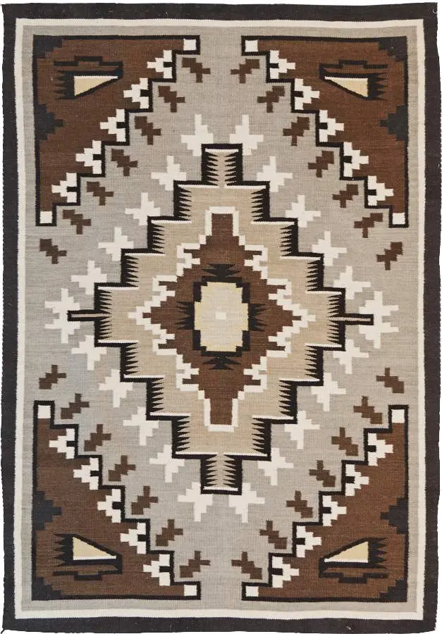 Two Grey Hills #2 Wool Rug – Minimalist Earth-Tone Hand-Knotted Design 1