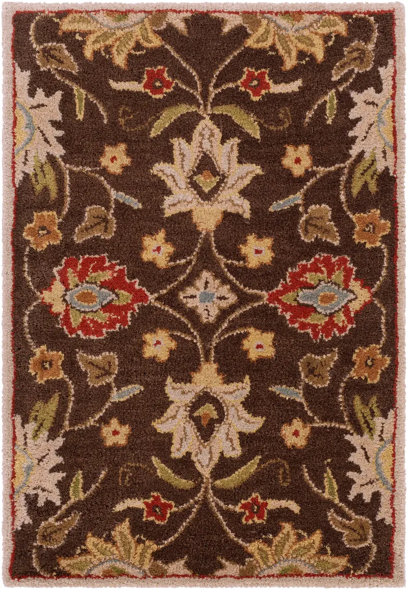 Umber Brown Mediterranean-Design Hand-Tufted Rug 1