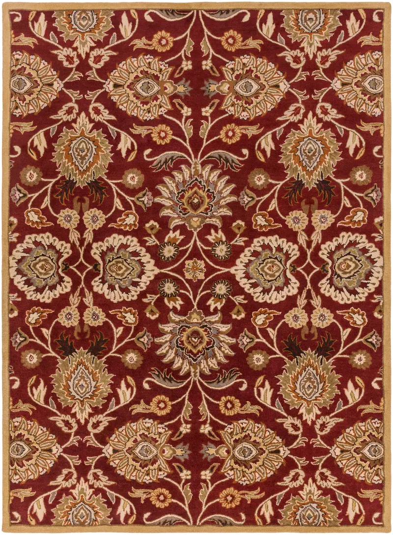 Vermilion Red Mediterranean-Style Hand-Tufted Rug 1