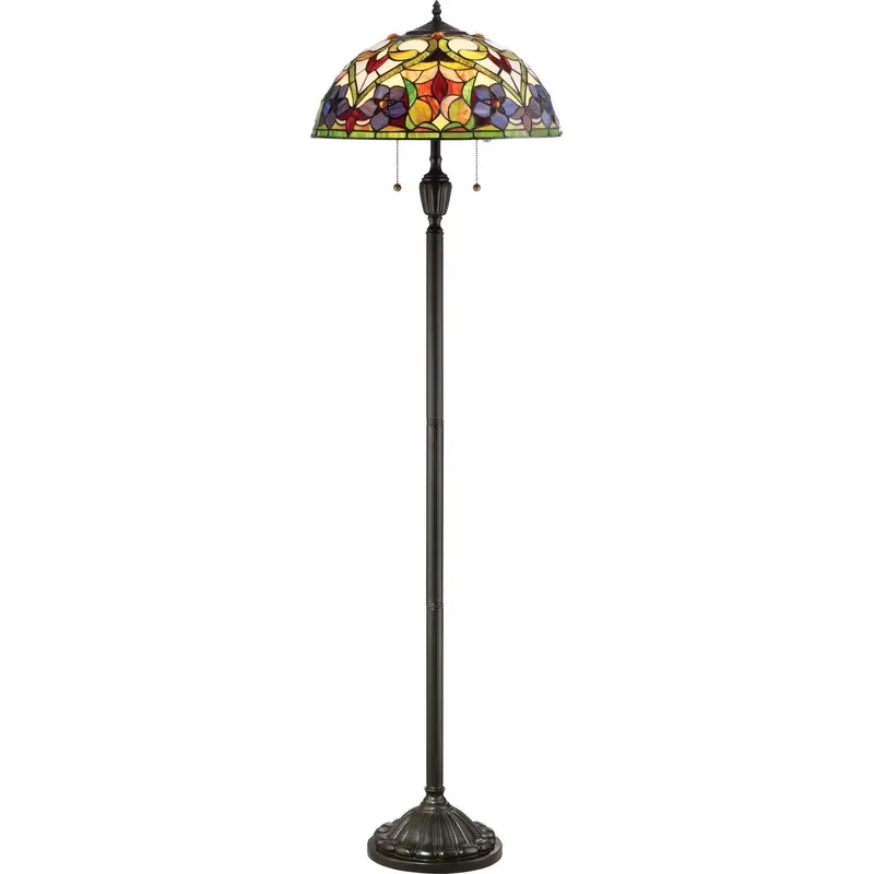 Violets Artisan Floor Lamp With Fabric Shade 1