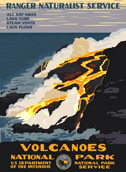 Volcanoes National Park Vintage-Style Poster – Wall Art Print 1