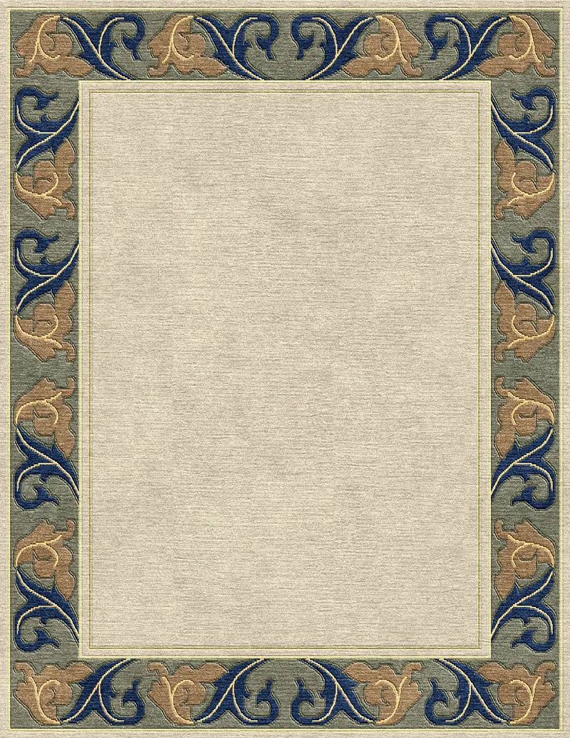 Voysey Cream-Border Wool Area Rug – Stickley-Inspired Elegance 1