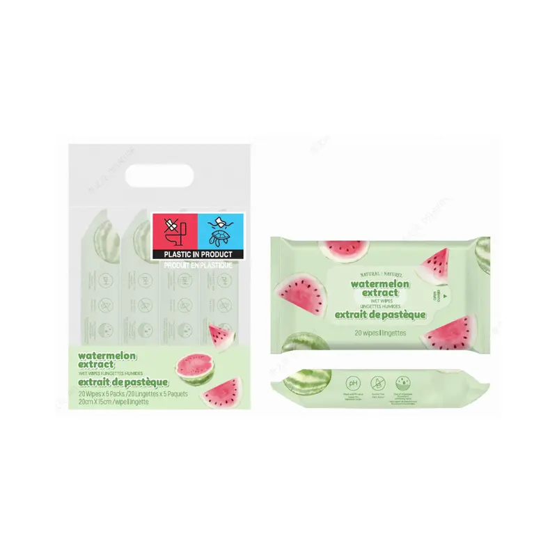 Watermelon-Infused Wet Wipes – 80 Count (4 × 20) Gentle Cleansing Cloths 1