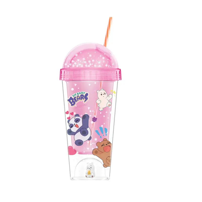 We Baby Bears Double-Wall Mini Landscape Tumbler – 350 Ml With Straw, Pink 1