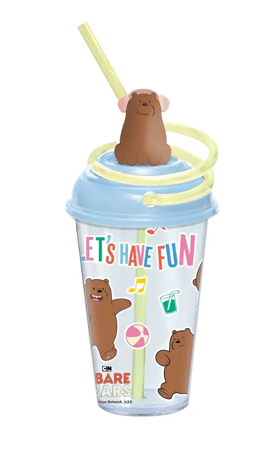 We Bare Bears Grizz Tumbler – Seaside Music Festival Design With Swirly Straw (480 Ml) 1