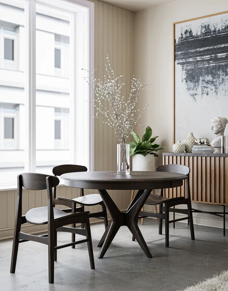 West Newton Midcentury Expandable Round Dining Table 1