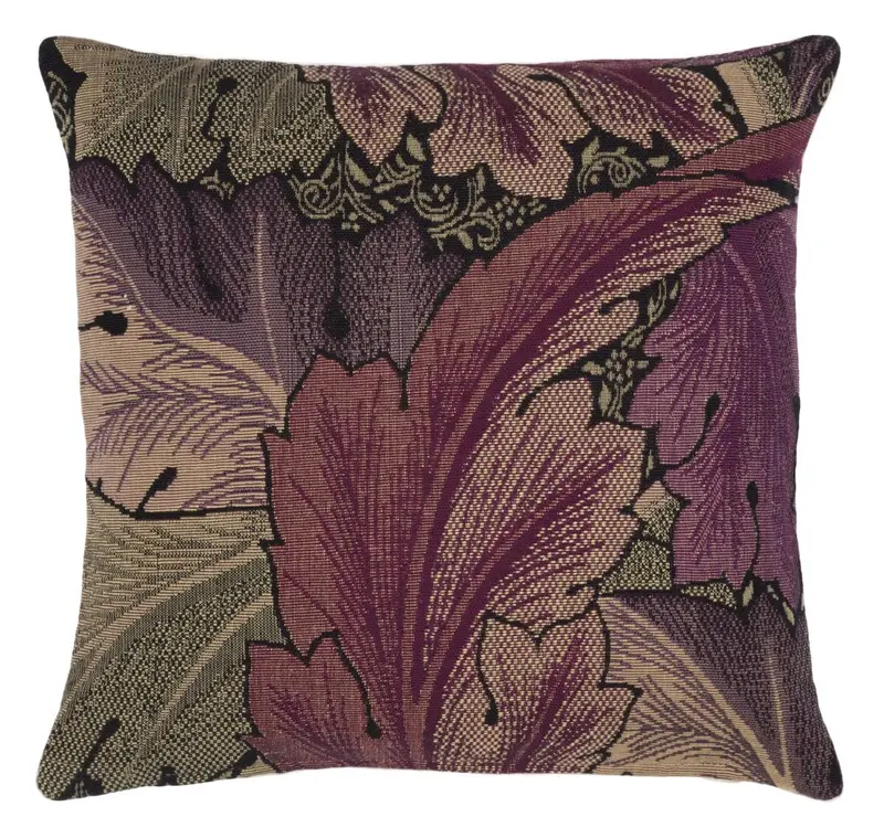 William Morris Acanthus Leaves Purple Tapestry Cushion 1
