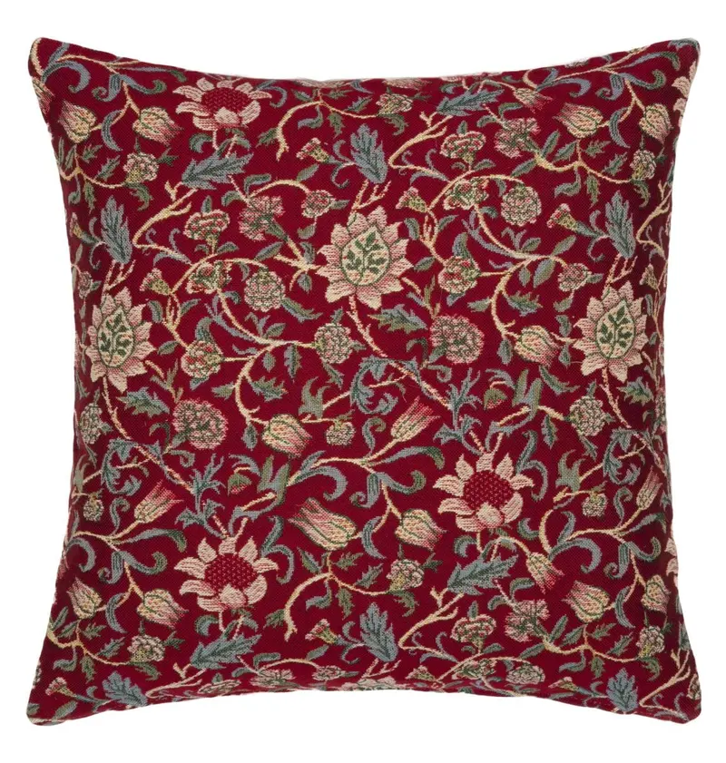 William Morris Evenlode Red Woven Pillow Cover 2