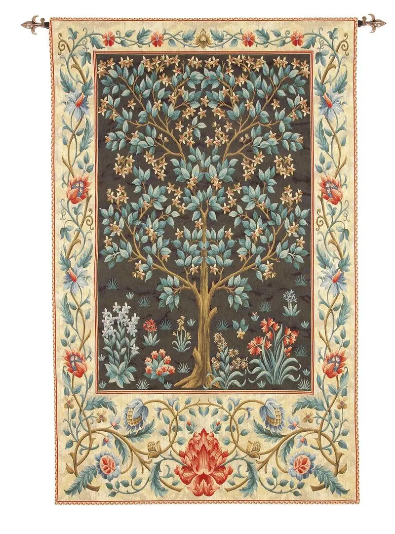 William Morris Tree Of Life Woven Tapestry In Black 1