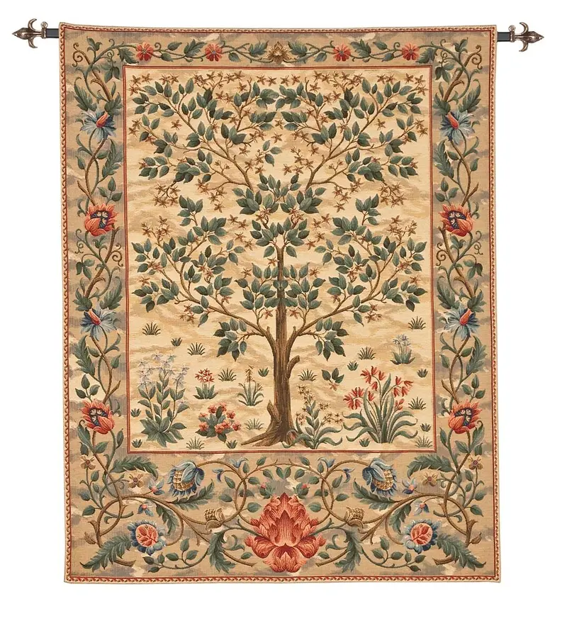 William Morris Tree Of Life Woven Tapestry In Cream 1